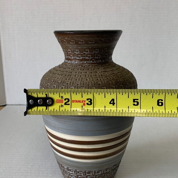 Vintage Scheurich 8" Vase Ceramics 81T 20 Carved Made in Germany 1970s - 1980's - Picture 8 of 9